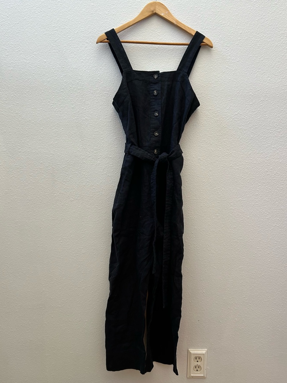 EVERLANE black linen overalls